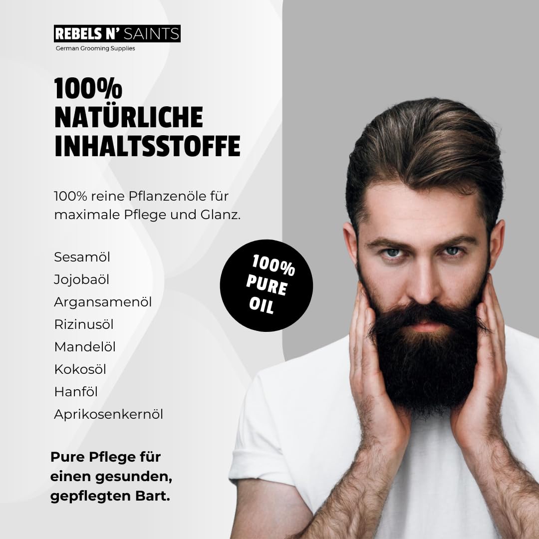 REBELS N' SAINTS Bartöl Aura - 100% natürlich - Pflegt Bart und Haut - Made in Germany - 50 ml Zeder