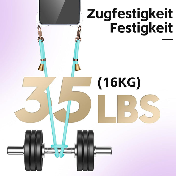Handyband Abnehmbar für iPhone 15 Pro Max Hülle mit Band, Hellblau Langes Band zum Umhängen & Kurzko
