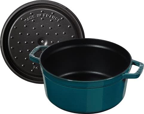 STAUB Cocotte, Gusseisen Bräter, Alle Herdarten inkl Induktion, Rund, 26 cm, 5,0 L, Petrol-Blau 26 c