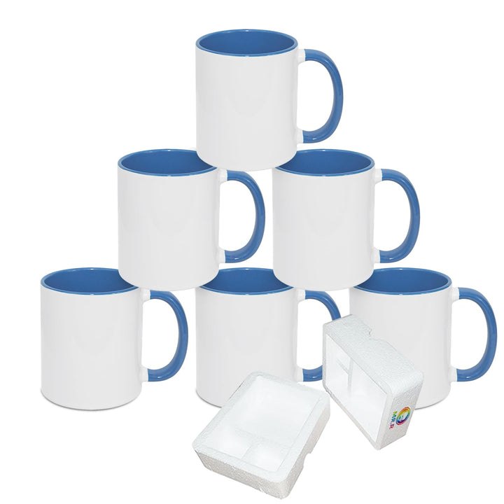 MR.R Sublimationsrohlinge Geschirrspüler Keramik Kaffeebecher mit blauer Farbe Innenseite und Griff