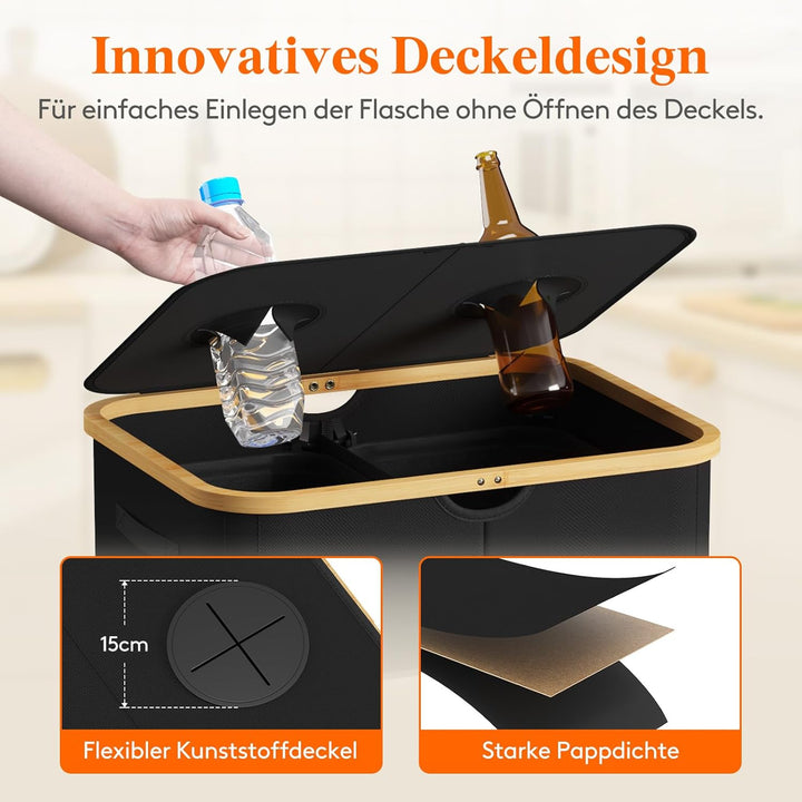 Lifewit 150L Pfandflaschen Sammelbehälter, Flaschen Organizer mit Deckel, Flaschensammler Leergut 2