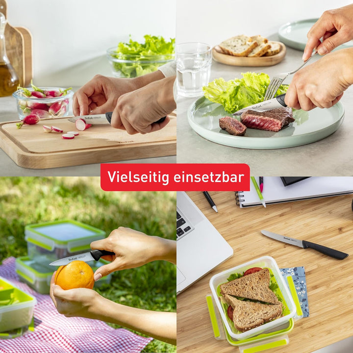Tefal K2733S Colorfood Messerset 3-teilig | Universalmesser (10 cm)/Schälmesser (8 cm) gezahnt, Schä