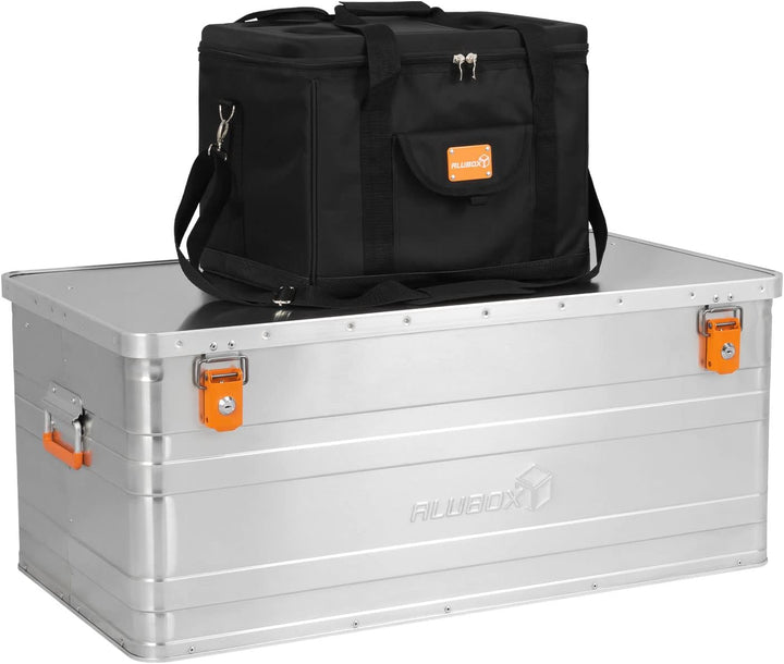 ALUBOX B140 Alukiste 140 Liter Aluminium Transportbox Promo inkl. alubox Picknick Kühltasche schwarz