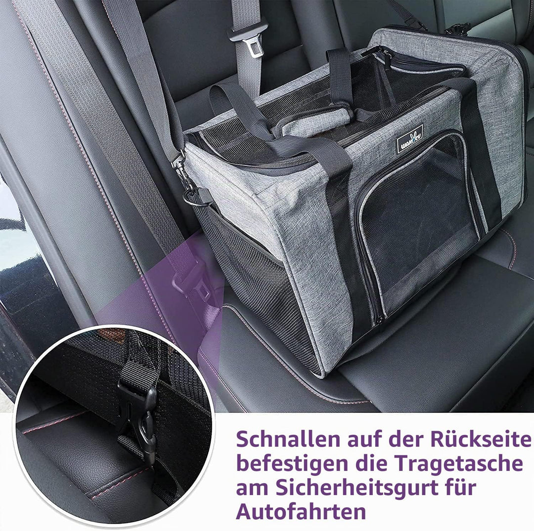 Wakytu Transportbox für Katze Hund, Transporttasche für Haustiere, Faltbare Hundetransportbox Katzen