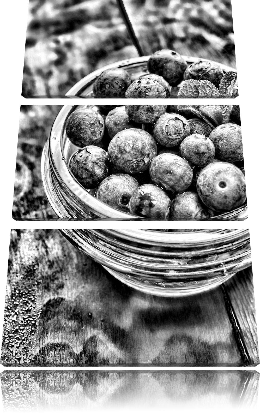 Pixxprint Heidelbeeren Frucht Obst als Leinwandbild/Grösse: 3 Teilig (120x80) cm/Wandbild/Kunstdruck