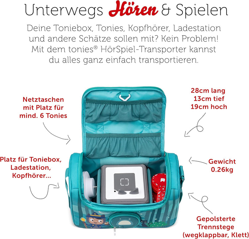 tonies HörSpiel-Transporter Unter dem Zaubermond, Transporttasche für Mind. 6 Hörfiguren und Toniebo