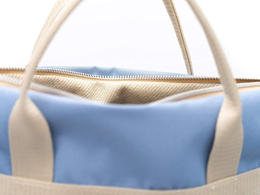DIY Nähset/Nähpaket Rucksack/Shopper 37cm x 30cm Hellblau - beige mit Vordertasche