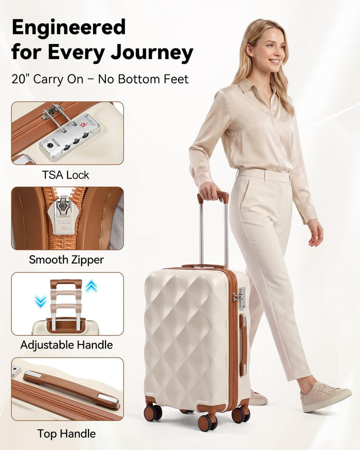 Sea choice Handgepäck Koffer Trolley ABS Leicht Reisekoffer Hardschale 4 Rollen und TSA Schloss Mit