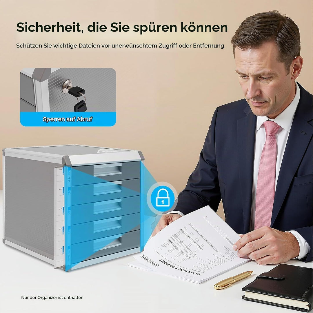 OUKANING Ablagebox mit 5 Schubladen - Schubladenbox mit hoher Kapazität Schubladenschrank Stahlschra