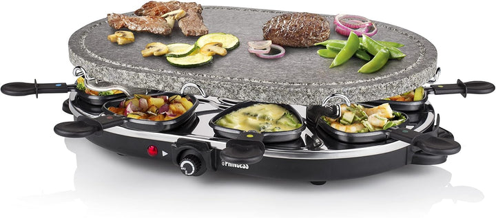 Princess ovaler Raclette-Stein Grill, 1200 Watt, regelbarer Thermostat, für 8 Personen, antihaftbesc
