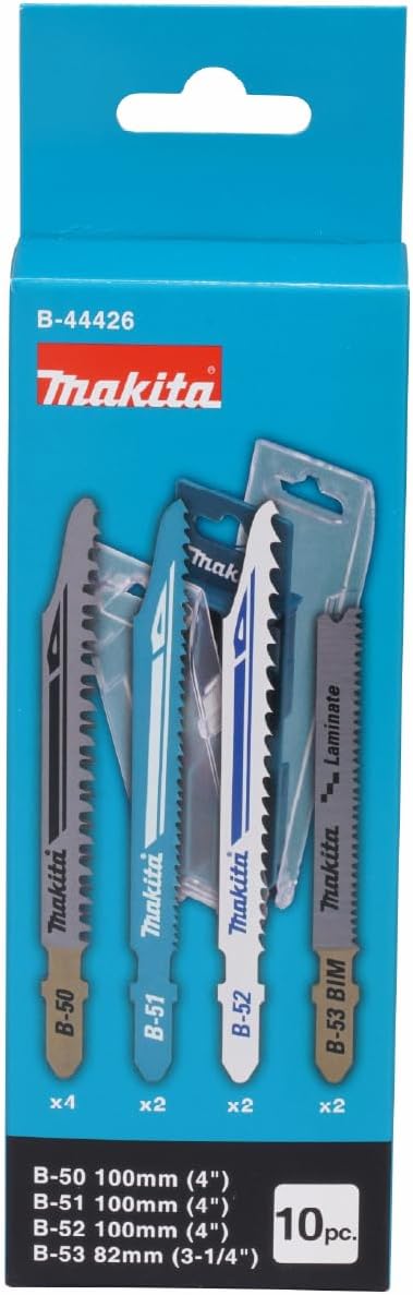 Makita B-44426 Stichsägeblatt-Set B 10-teilig mit Aufbewahrungsbox, ideal für Schnitte in Holz, Meta
