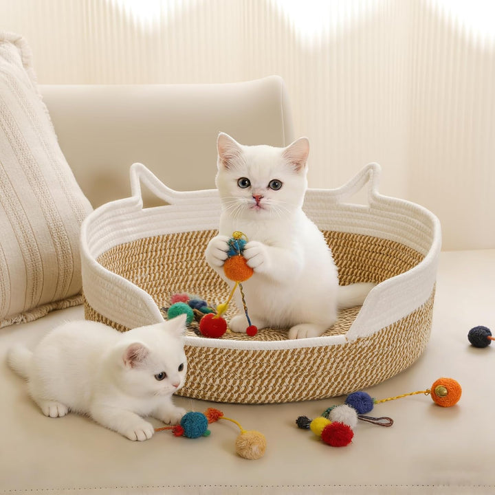Katzenspielzeugkorb, Katzenspielzeug-Box, Organizer-Körbe, gewebtes Baumwollseil, Haustier-Spielzeug