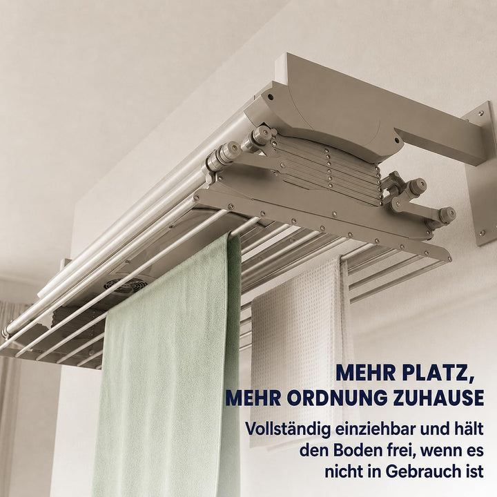 Foxydry Air, Elektrischer Wäscheständer für Wand und Decke mit Ventilator und Fernbedienung, aus Alu