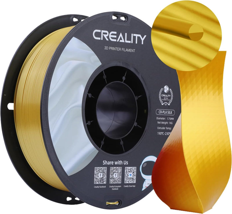 Creality CR Silk 3D-Drucker-Filament, Seidenglänzende 3D-Druck-PLA-Filament 1,75 mm/1 kg, Kompatibel