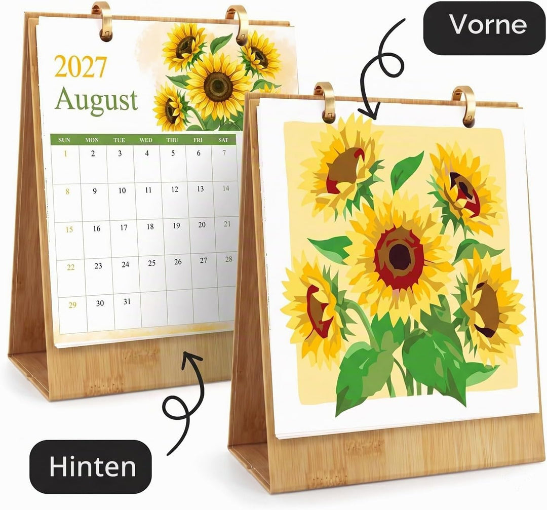 Tischkalender 2027 Malen nach Zahlen DIY Blumen Kalender zum Aufstellen Bastelset für Erwachsene mit