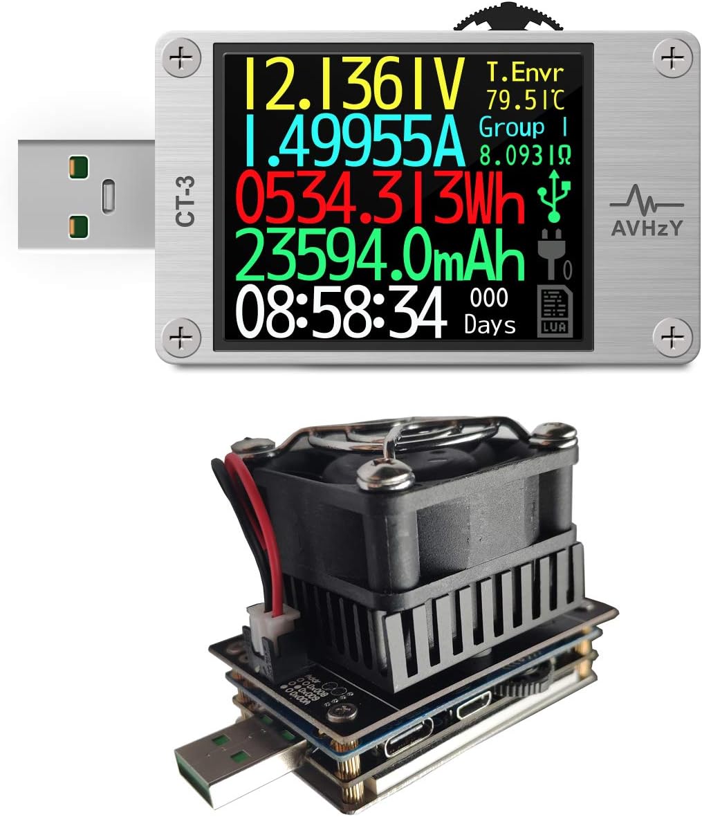 AVHzY USB Tester Meter USB Last Digital Multimeter Spannungsprüfer DC 6A 26V für die Messung Lade-un