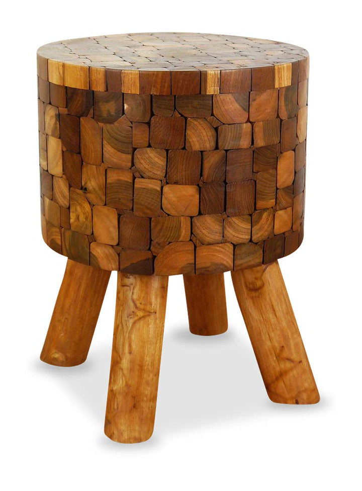 livasia Beistellhocker aus Teakholz, Sitzhocker, Balkon- Terrassenhocker, aus Java (Indonesien) (run