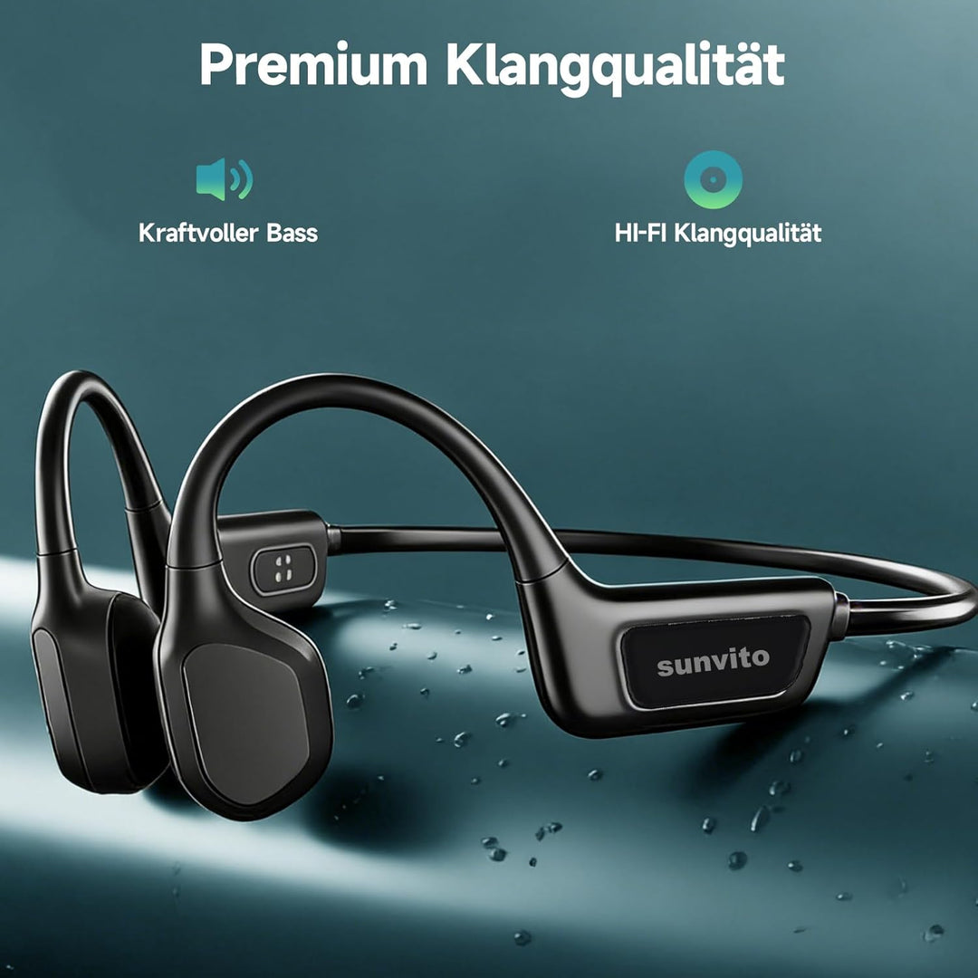 sunvito Knochenleitungs-Schwimmkopfhörer, Drahtlose IPX8 wasserdichte Kopfhörer, Bluetooth 5.4 Offen