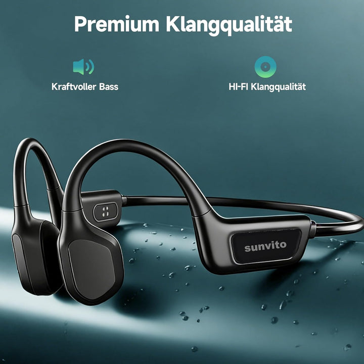 sunvito Knochenleitungs-Schwimmkopfhörer, Drahtlose IPX8 wasserdichte Kopfhörer, Bluetooth 5.4 Offen