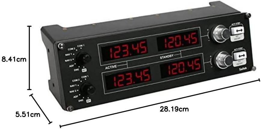 Logitech G Saitek Pro Flight Radio Panel, Radioschalttafel für Flug Simulatoren, 4 Separate LED-Anze