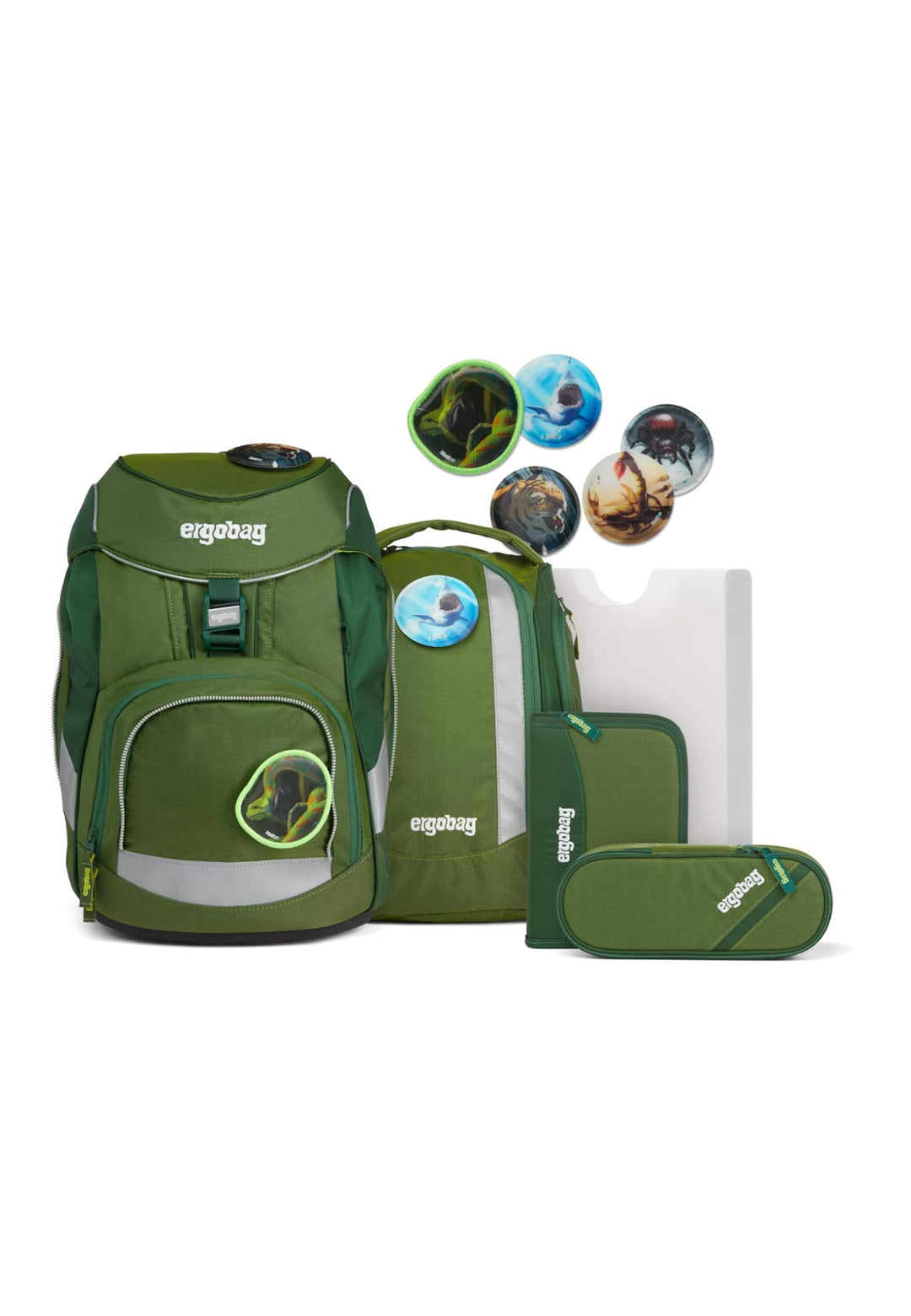 ergobag Pack Shiny-Edition - Schulrucksack Set 6tlg. Grüne Mambär - Grün
