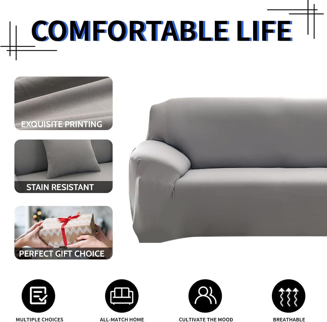 Lydevo Sofabezug 3 Sitzer Stretch Sofahusse Elastischer Sofabezug Spandex Sofa Überzug mit 2 Kissenb