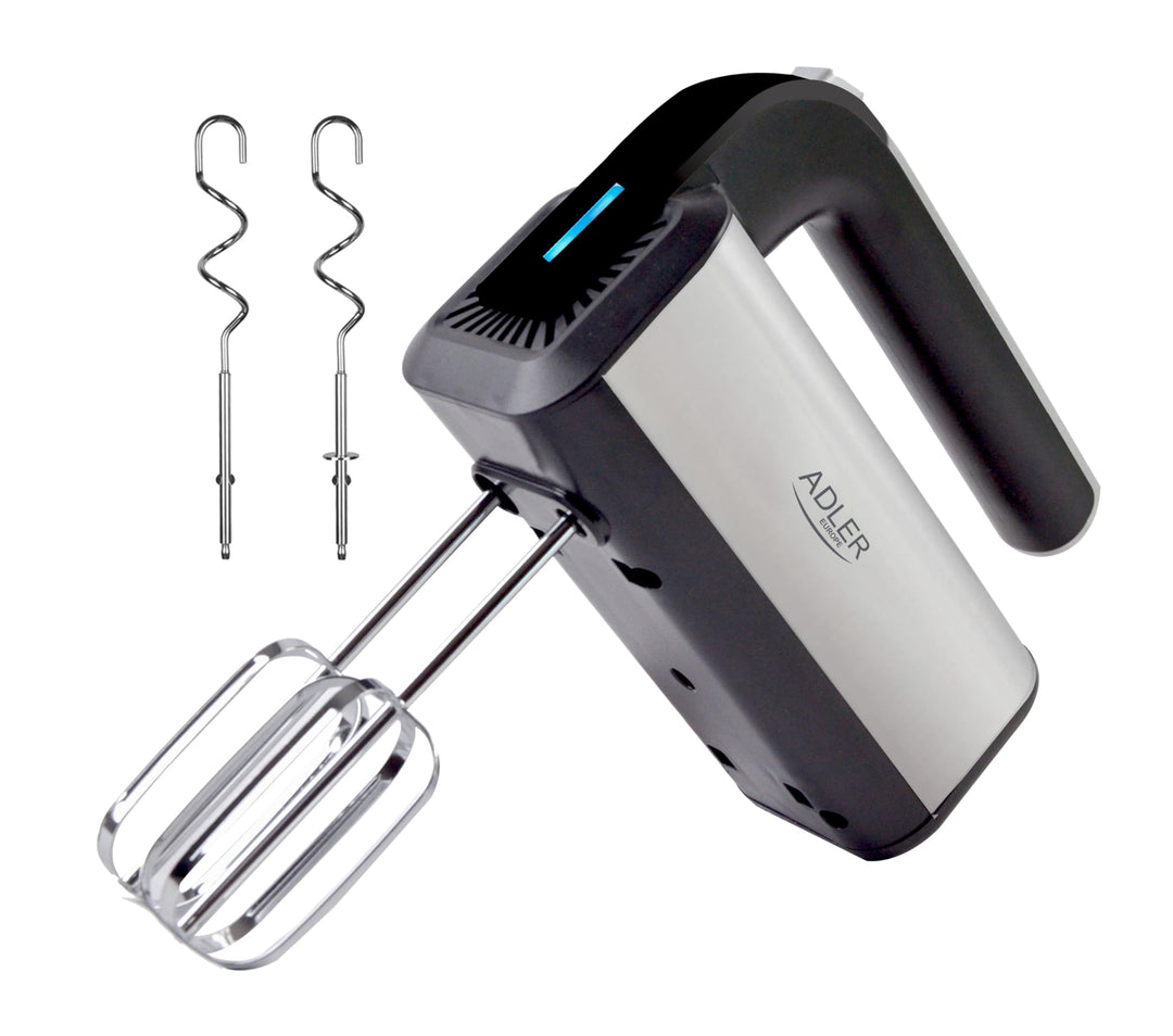 ADLER AD 4225 INOX Handmixer, 800 W, Küchenmaschine, Mixer mit 3 Funktionen, Handrührgerät, Handrühr