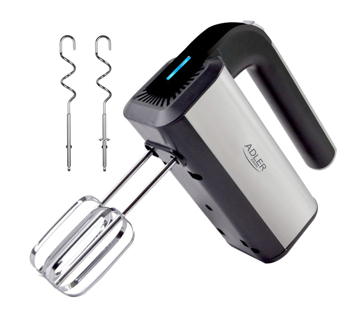 ADLER AD 4225 INOX Handmixer, 800 W, Küchenmaschine, Mixer mit 3 Funktionen, Handrührgerät, Handrühr