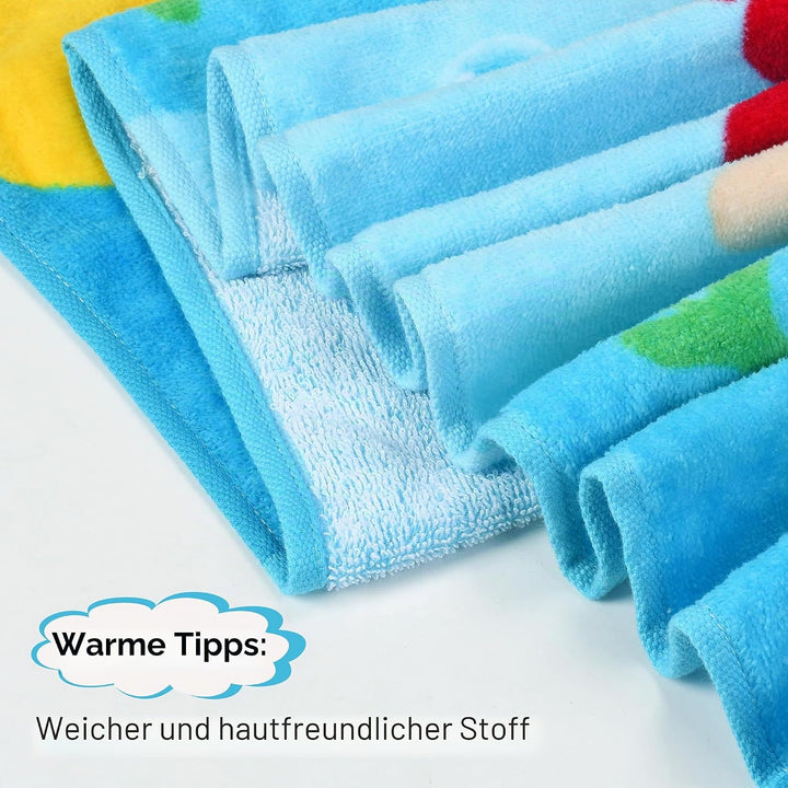 Kato Tirrinia 100% Baumwolle Badeponcho Strandtuch 90-120cm Mädchen Kinder, Absorbierender Bademante
