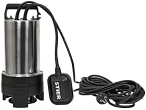 STIER Edelstahl Tauchpumpe Schmutzwasserpumpe ESTW-1100, 20.000 l/h, 11000 W, Edelstahlgehäuse, Schw