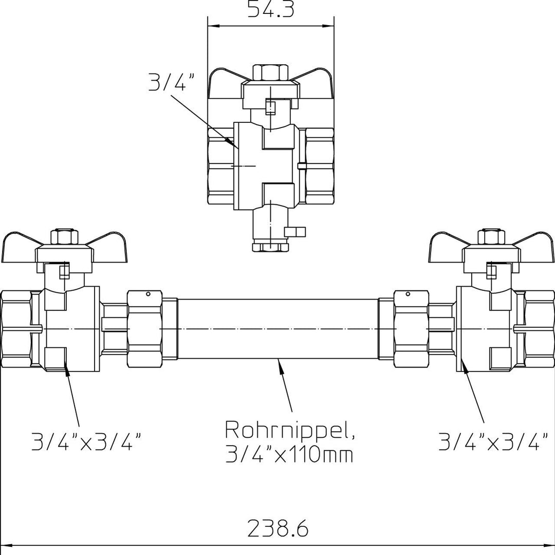 Einbausatz für Wärmezähler F90 und F96Plus 3/4 Zoll DN15 110mm