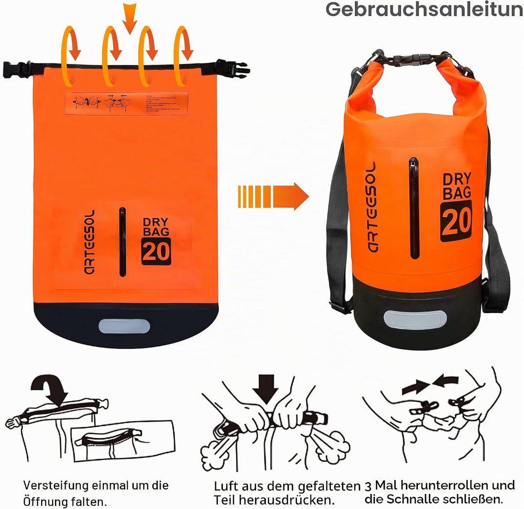 Dry Bag - 5L 10L 20L 30L Waterproof trockener Beutel/Sack wasserdichte Tasche mit Langem justierbare
