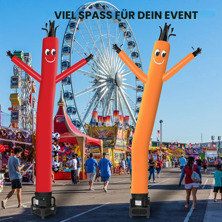 MOUNTO Fliegenpuppe Tänzerin mit 1/3 PS Gebläse, 1,8 m, Orange Orange/Abendrot im Zickzackmuster (Su