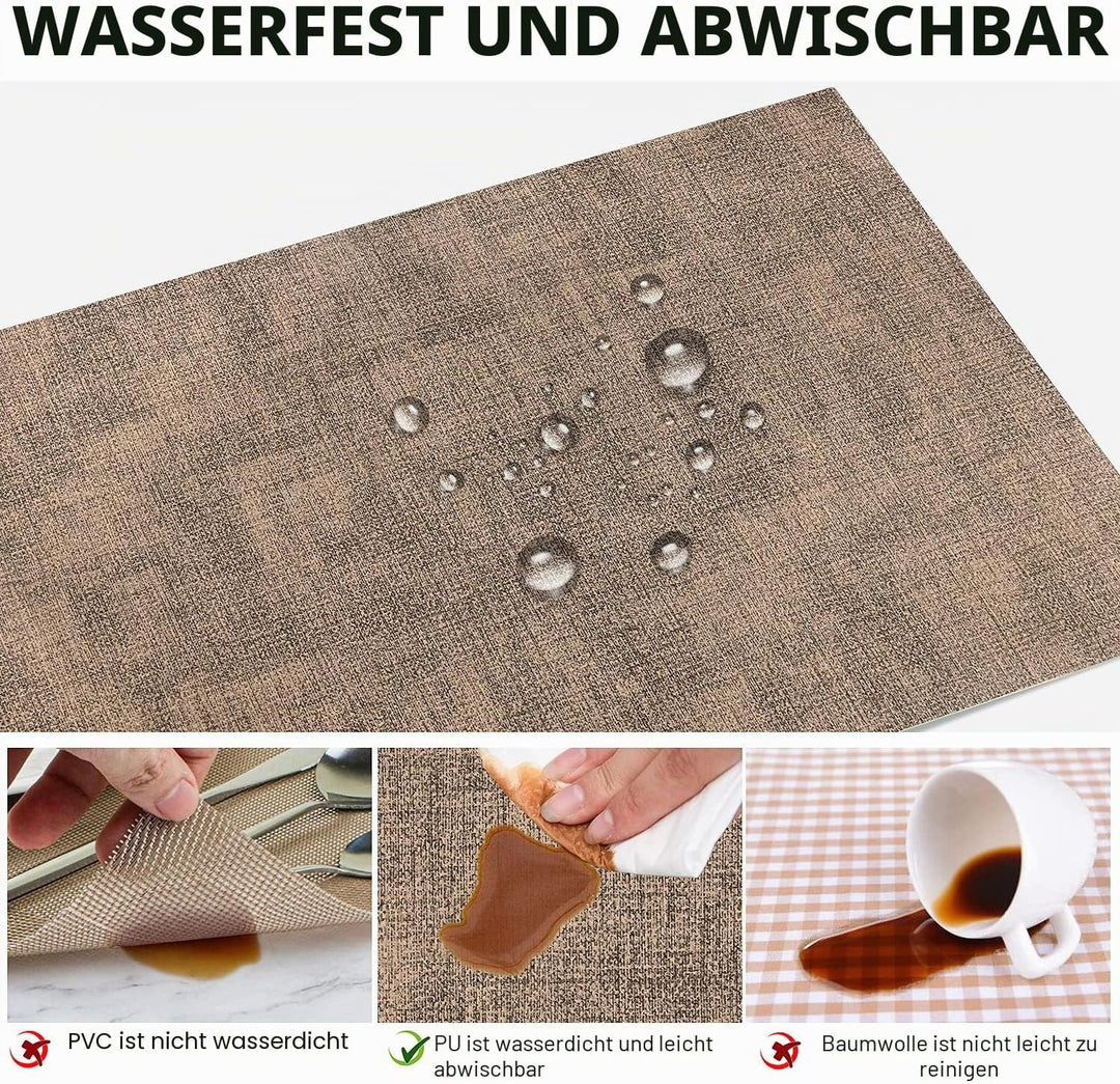Leder Hitzebeständige Tischsets 6er Set Wasserdicht Abwischbar Waschbar PU Tischsets,Leicht zu Reini