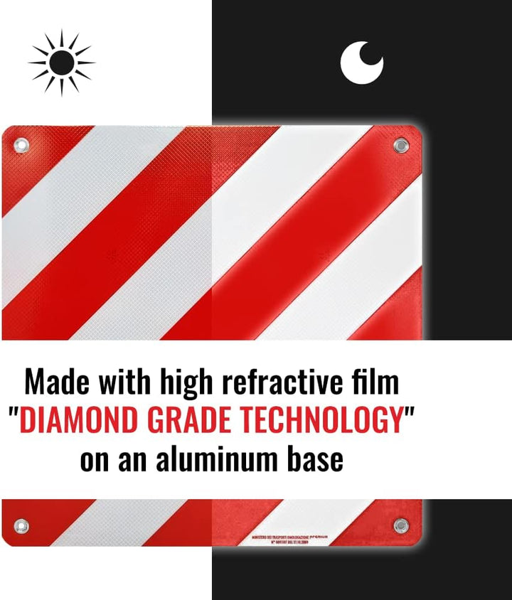 4R Quattroerre.it 1561 Reflektierendes Warnschild aus Aluminium für hervorstehende Lasten, Rot und W