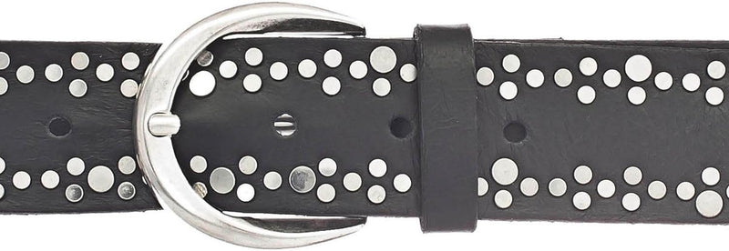 Vanzetti Damen Leder Nieten Gürtel Belt Ledergürtel Damengürtel schwarz 40mm mit Airbrushkanten 100