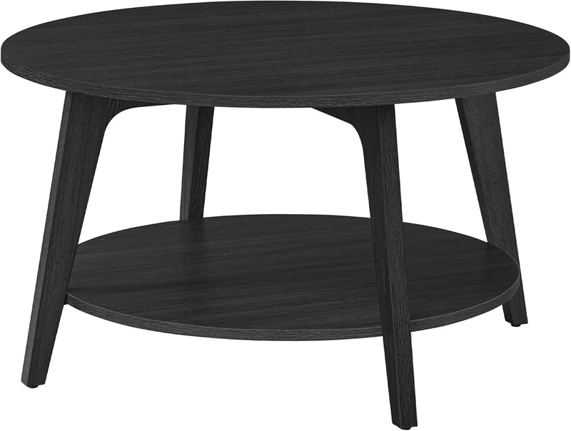 VASAGLE Couchtisch rund, Wohnzimmertisch 2 Ebenen, Kaffeetisch für Wohnzimmer, 80 cm d, 45 cm H, ein