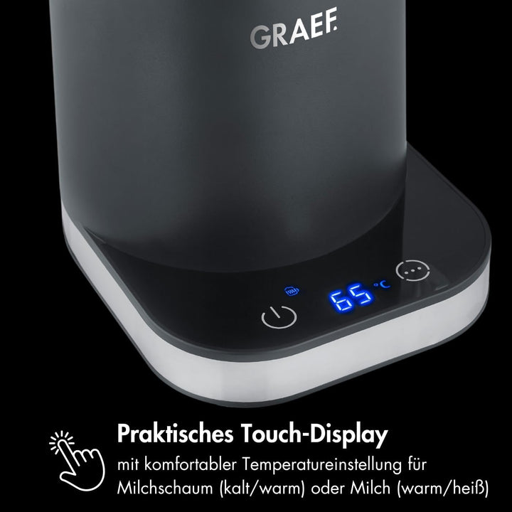 GRAEF Glas-Milchaufschäumer MS902, Induktion, 6 Automatik-Programme, Touch-Display, bis zu 400ml Mil