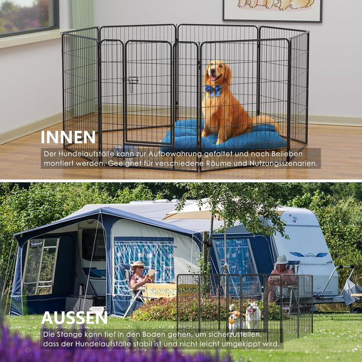 Qianruida Welpenauslauf 80cm Hoch Hundelaufstall Welpenlaufstall für Wohnung/Draussen Freilaufgehege