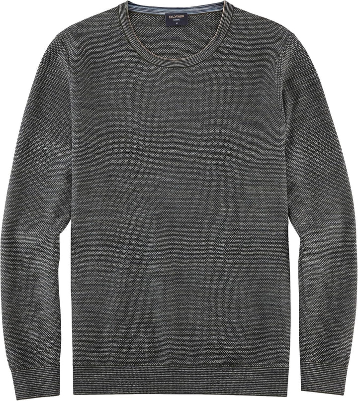OLYMP Herren Pullover Rundhals Casual Strick,Uni,Regular fit XL Graugrün 48, XL Graugr&#xFC;n 48