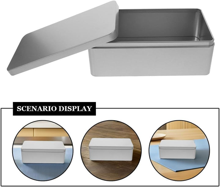 Angoily Rechteckige Leere Blechdose Mit Deckel Aufbewahrungsbox Weissblech Rechteckige Keksdose 23,5
