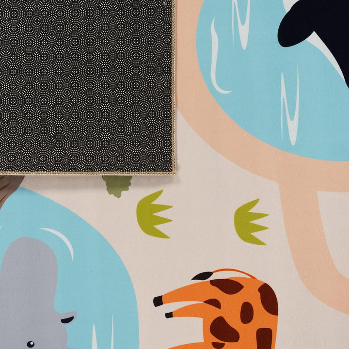 TT Home Kinderteppich Babyzimmer Teppich Kinderzimmer rutschfest Tiere Weltkarte Autos, Farbe:Grün G