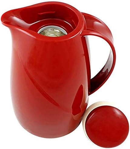 Helios Isolierkanne Wave, 1,5 Liter, Kunststoff, rot, Drehverschluss, spülmaschinenfest Rot 1,5 Lite