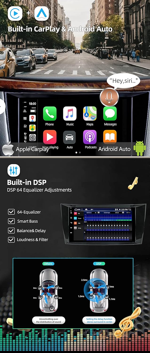 Android 12 Autoradio Passt für Benz E-Class W211 | CLS W219 | W463-4G+64G - Kabellos Carplay/Android