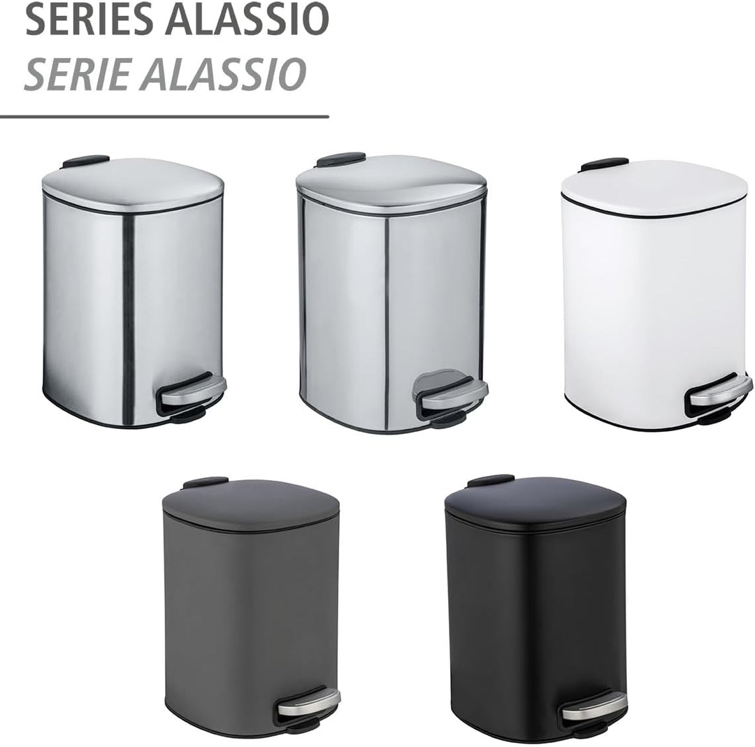 WENKO Kosmetik-Treteimer Mod. Alassio, Abfalleimer mit 5 Liter Volumen, hochwertiger Badezimmer-Müll