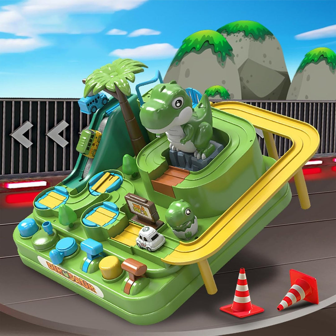 Car Track Toy – Dinosaur Sliding Vehicle Game | ABS Adventure Track Playset with Christmas Theme, 70