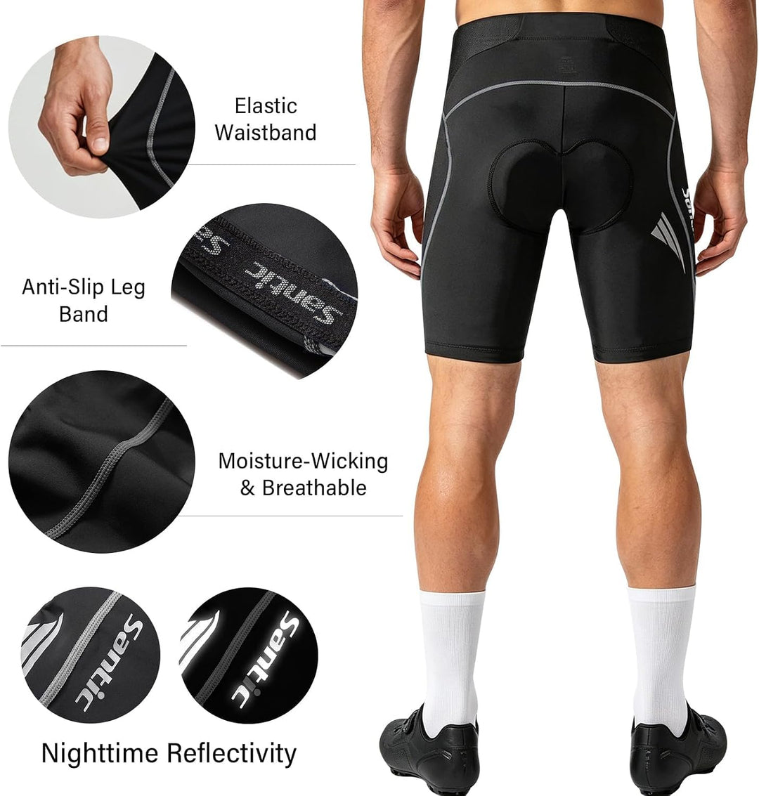 Santic Radlerhose Herren Kurz mit Sitzpolster Radhose Herren Kurz Fahrradhose Herren Gepolstert Rads