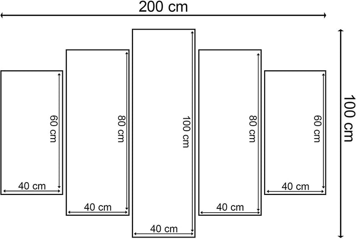 Feeby. Leinwandbild - 5 Teile - Bilder, Wand Bild, Wandbilder, Kunstdruck XXL, 5-Teilig, Typ A, 200x