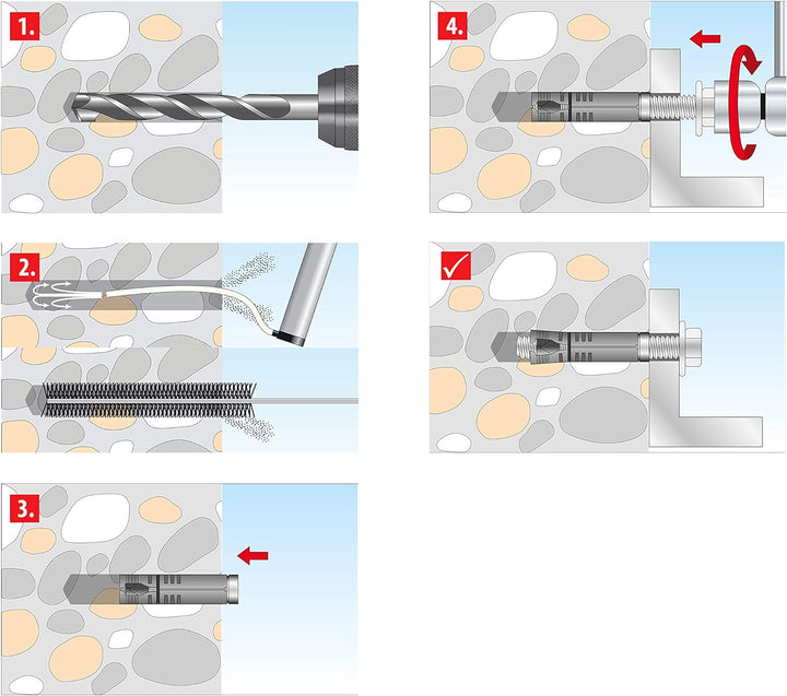 TOX Maschinendübel HAC M8 x 55 mm, Schwerlastdübel für Beton und Vollstein mit dichtem Gefüge, tempo