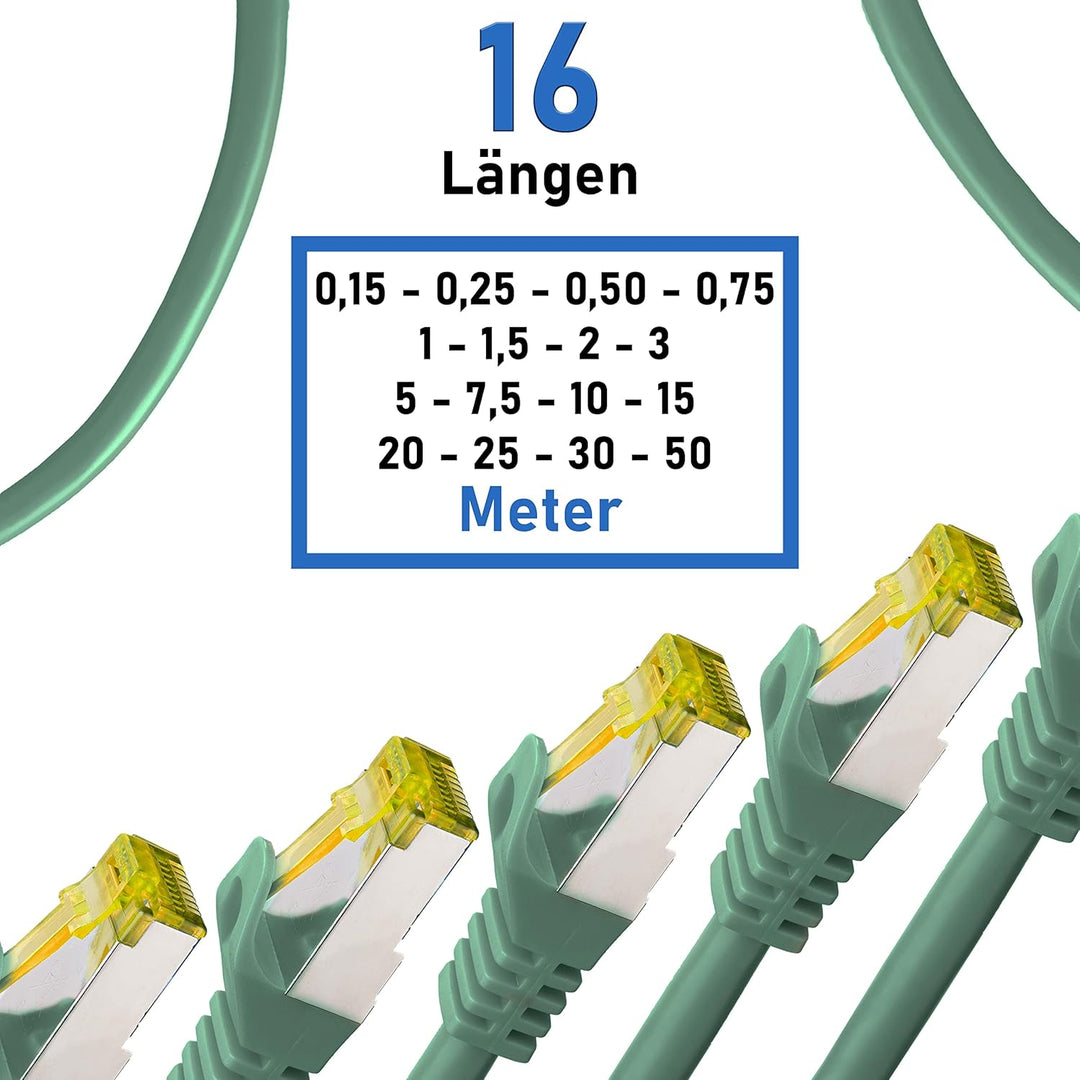 BIGtec LAN Kabel 10 Stück 1,5m Netzwerkkabel CAT7 Ethernet Internet Patchkabel CAT.7 grün Gigabit do